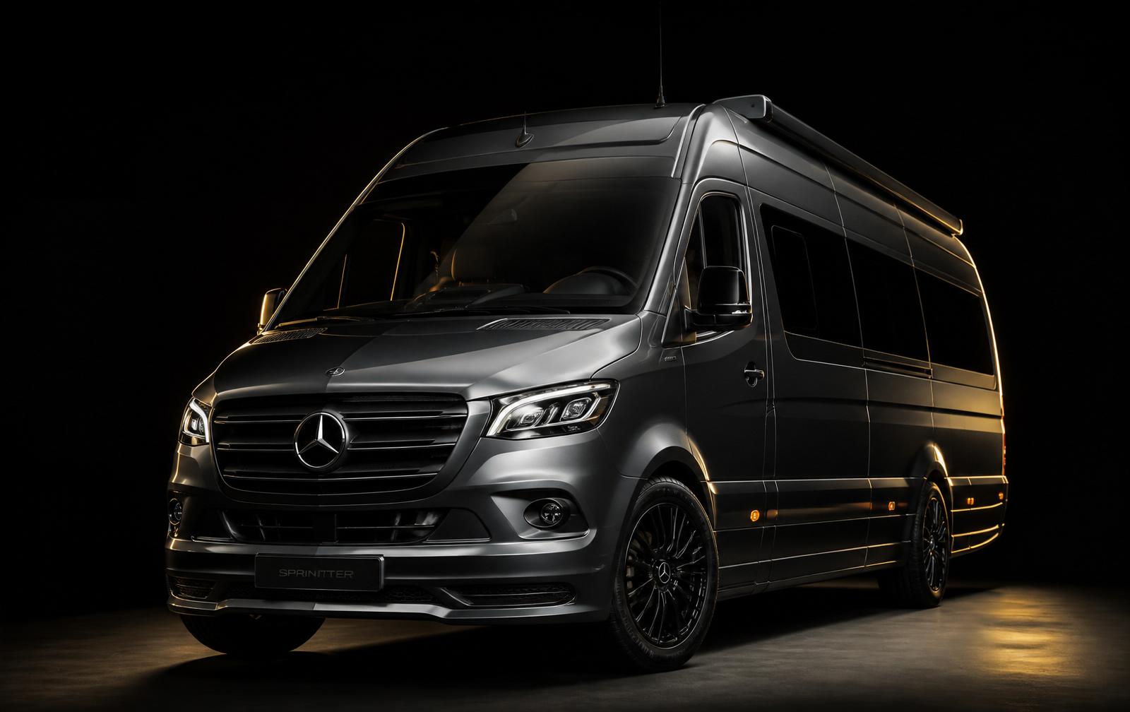 Dark-gray Mercedes-Benz Sprinter luxury van
